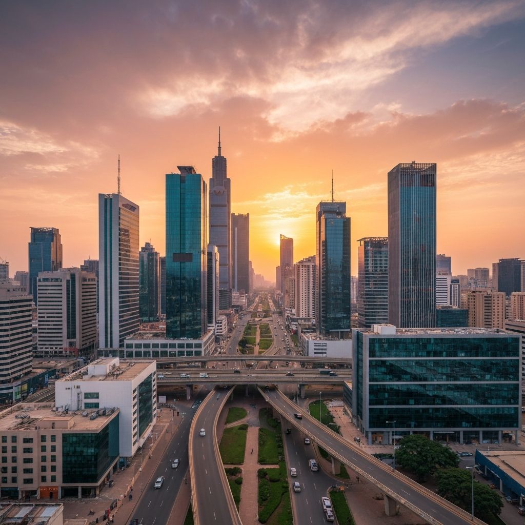 Modern African cityscape representing urban development